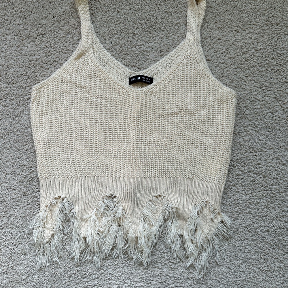 SHEIN White Ribbed Crop Tank Top